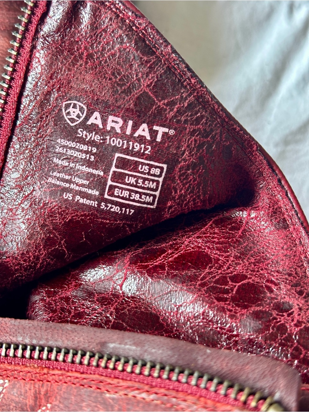 Ariat Red Leather Ankle Cowboy Boots with Decorative Stitch - Picture 5 of 5